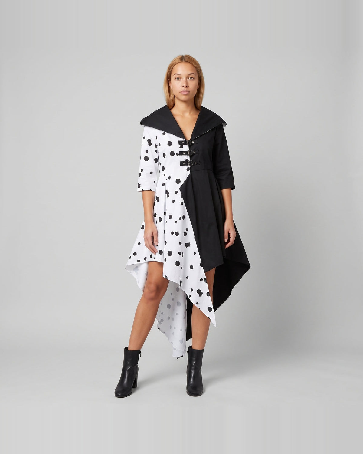 Women's black and white gala gown costume set – front view