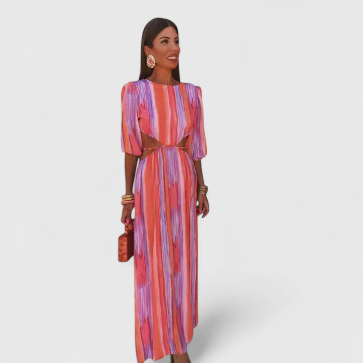 Women's Side Cutout Multicolor Maxi Party Dress, view 2