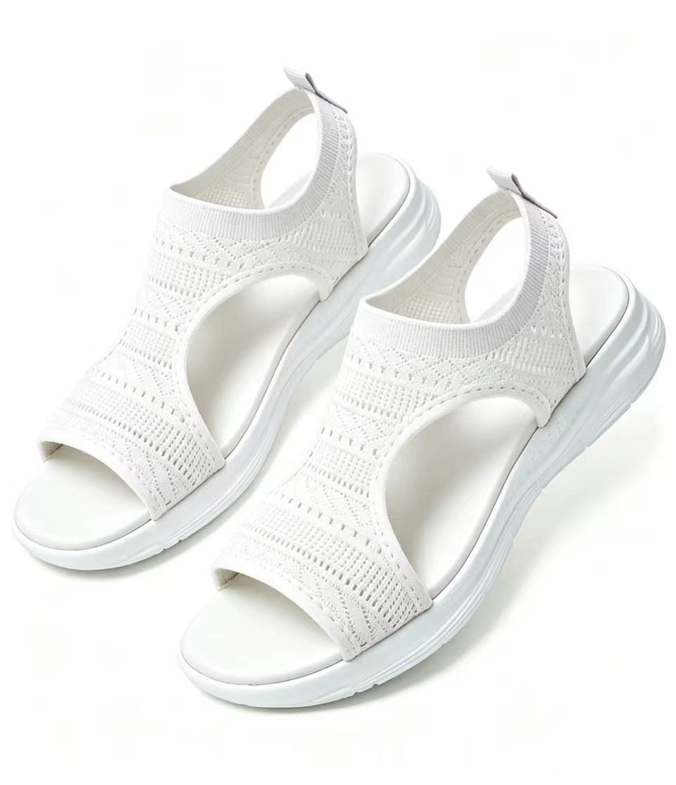 Women's Breathable Open-Toe Flat Sandals in White