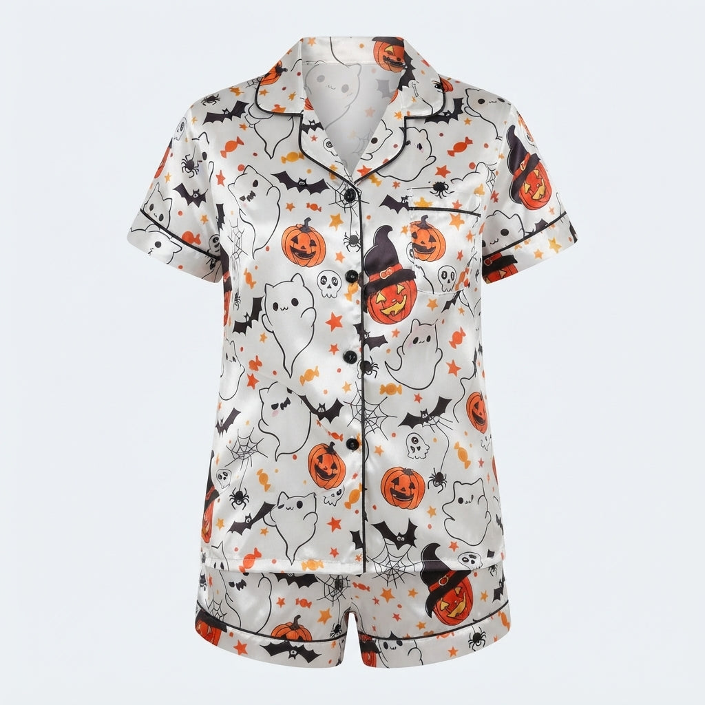 Spooky Pumpkin Halloween Pajama Set for Women | Plus Size to 5XL