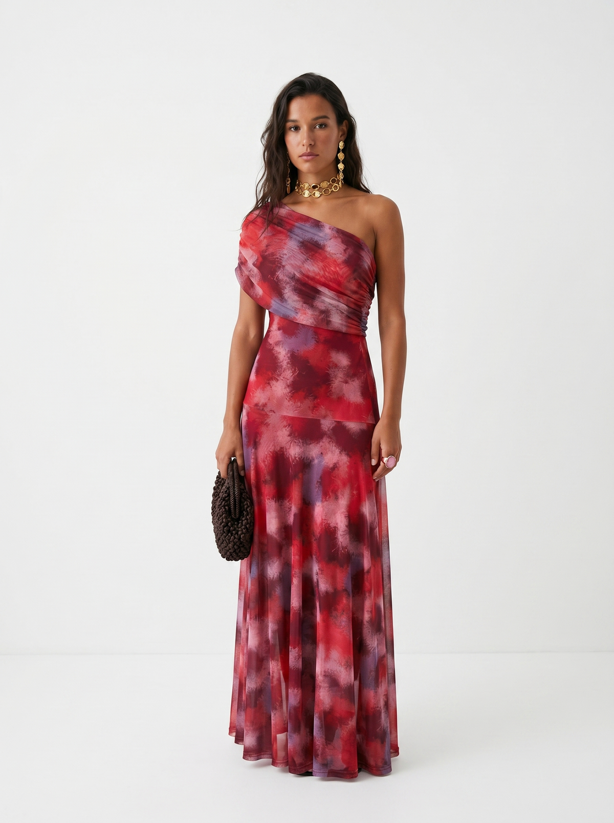 Women's Minimalist Elegant Maxi Dress in Red