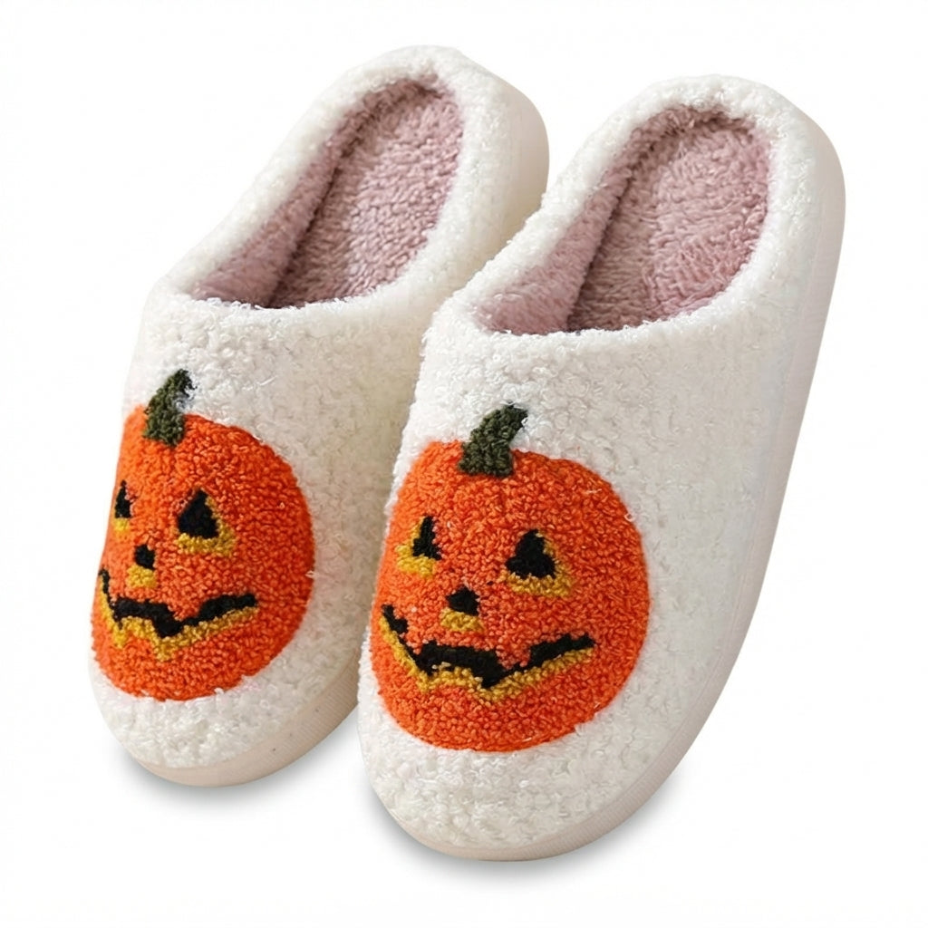 Midnight Bat Pumpkin Halloween Slippers | Unisex