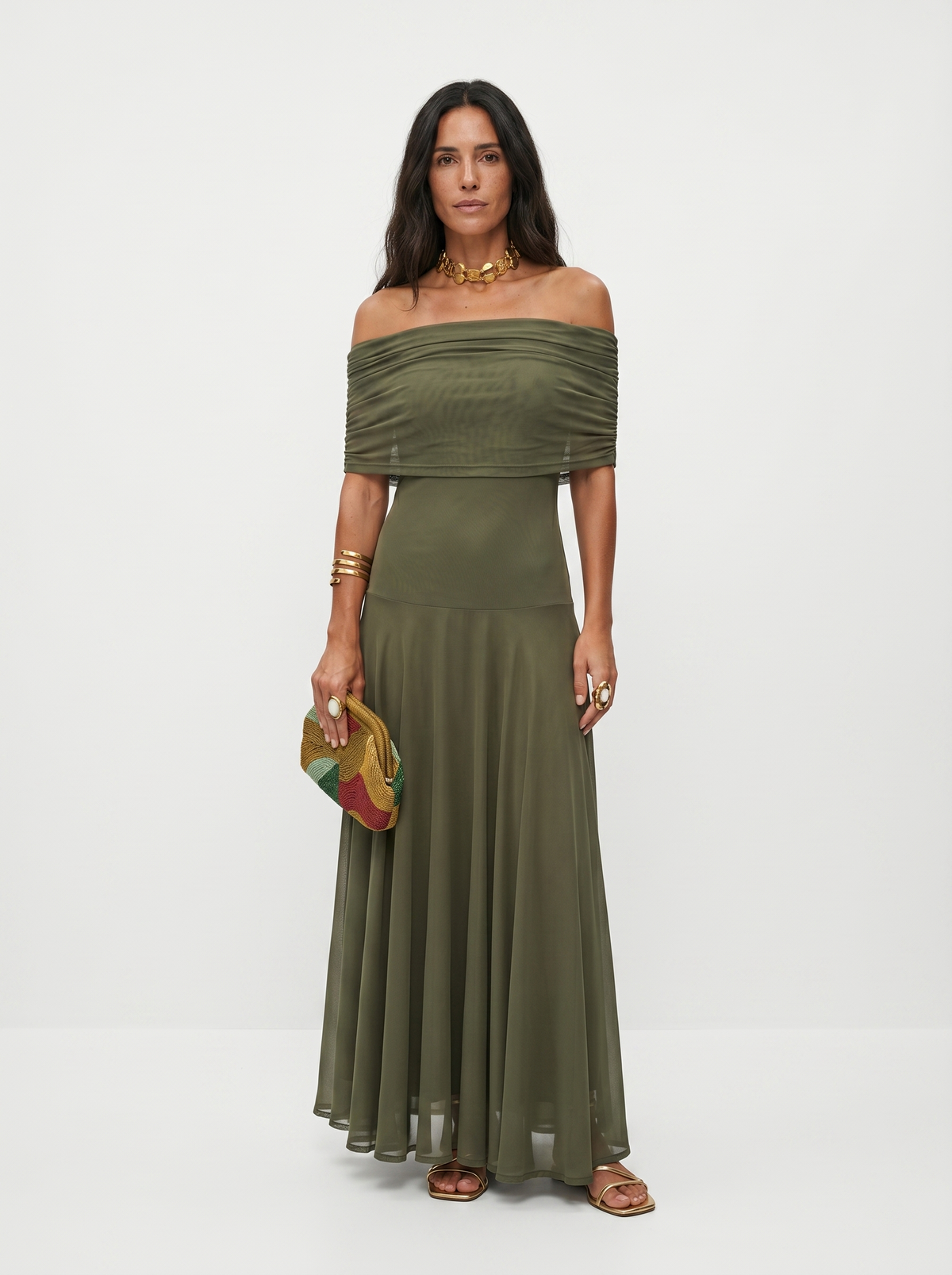 Women's Minimalist Elegant Maxi Dress in Green