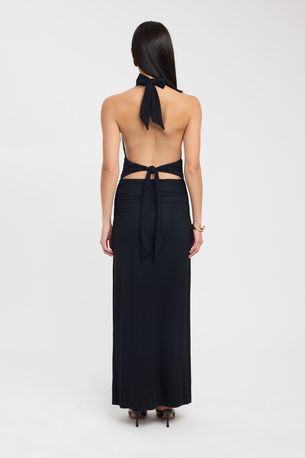 Women's Deep Halter Gathered Floor-Length Gown, view 5