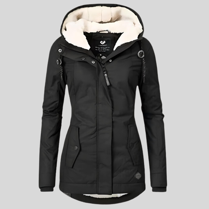 Women's Heavyweight Waterproof Hooded Winter Parka in Black