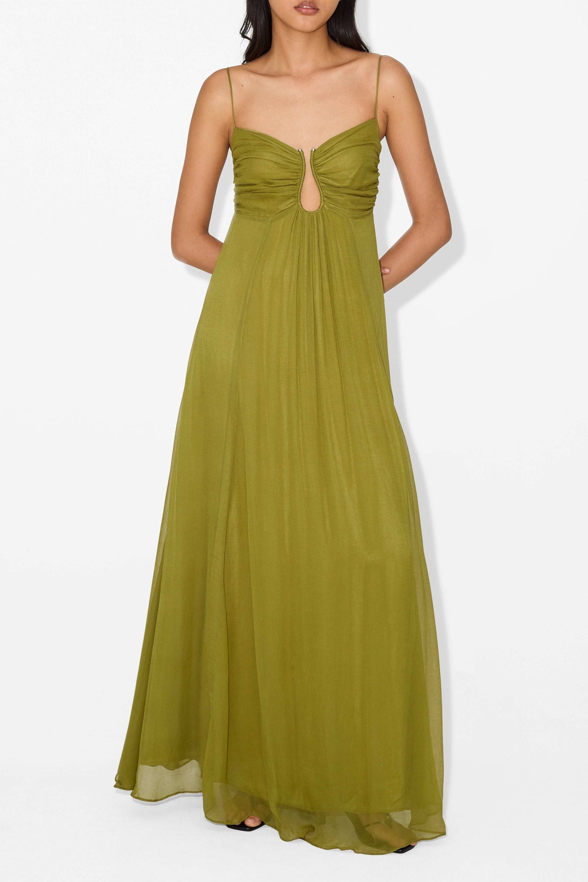 Women's Green Halter A-Line Maxi Dress