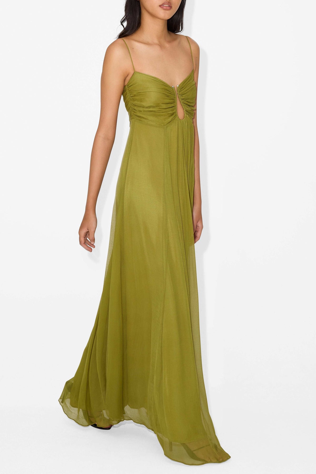Women's Green Halter A-Line Maxi Dress, view 2