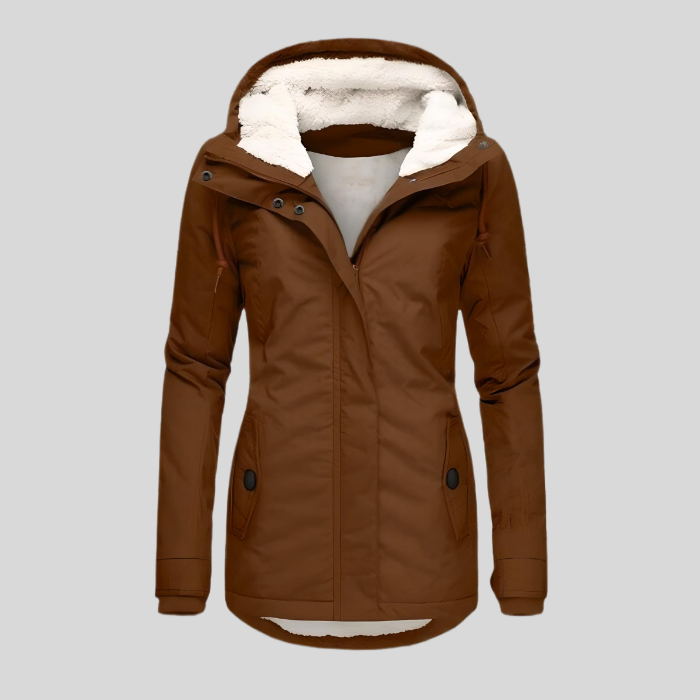 Women's Heavyweight Waterproof Hooded Winter Parka in Brown