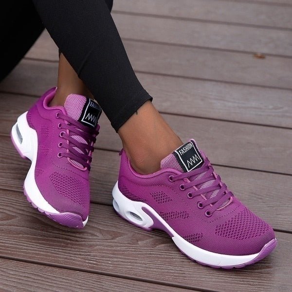 Women's Air Cushion Slip-On Walking Sneakers in Purple