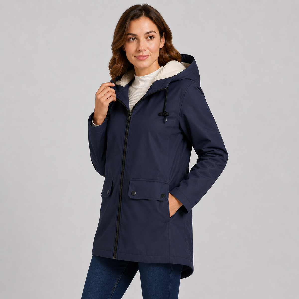Women's Fleece-Lined Full-Zip Hoodie Jacket, view 8