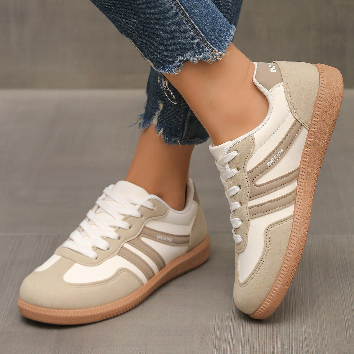 Women's Wide Toe Box Lightweight Cushioned Sneakers in Off-White