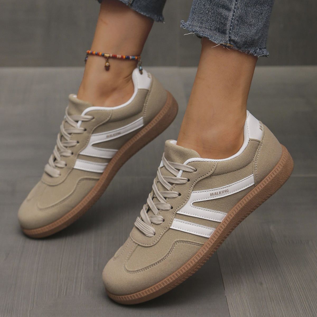 Women's Wide Toe Box Lightweight Cushioned Sneakers in Khaki