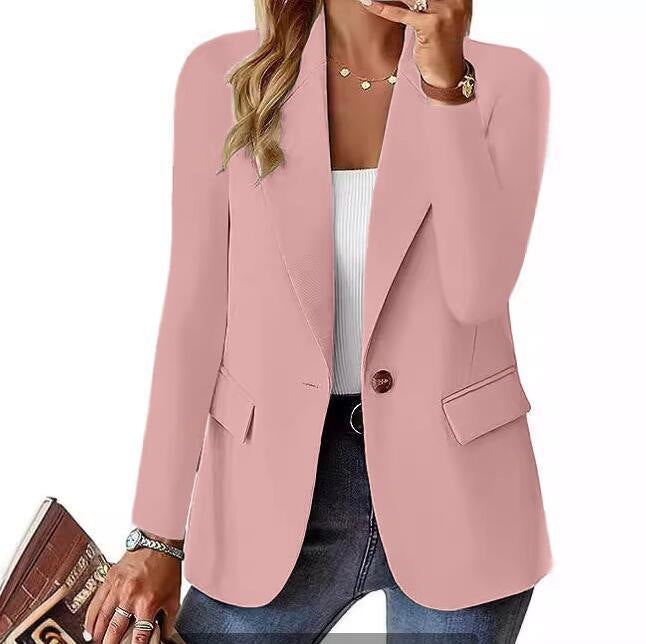Women's Regular-Fit Tailored Blazer with Discreet Pockets in Pink