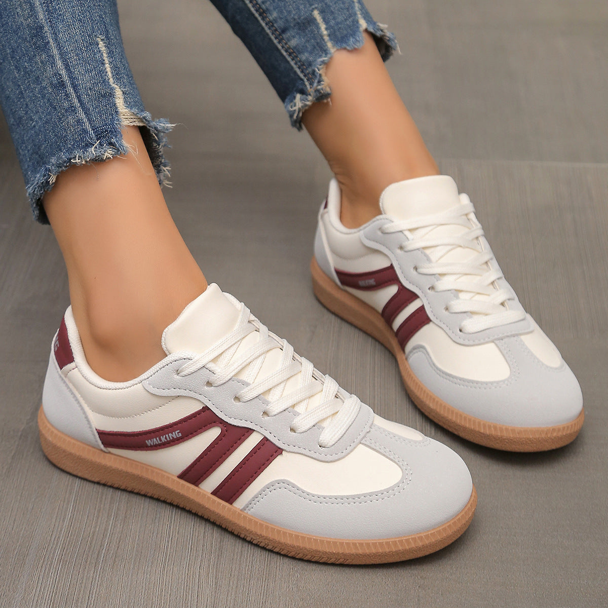 Women's Wide Toe Box Lightweight Cushioned Sneakers in Wine Red