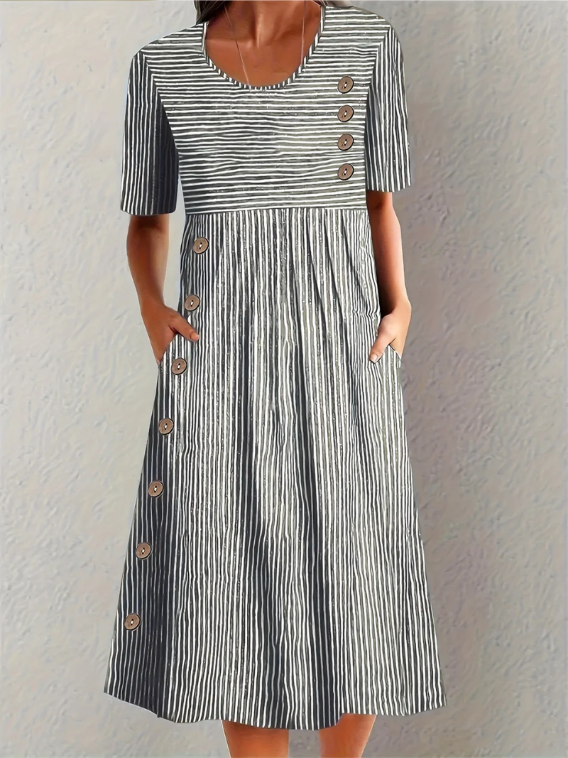 Marina - Elegant Striped Midi Dress