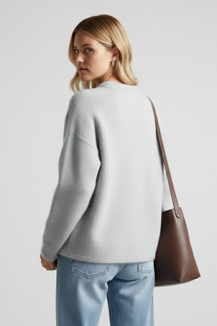 Women's Slouchy Oversized Textured Knit Drop-Shoulder Sweater, view 4