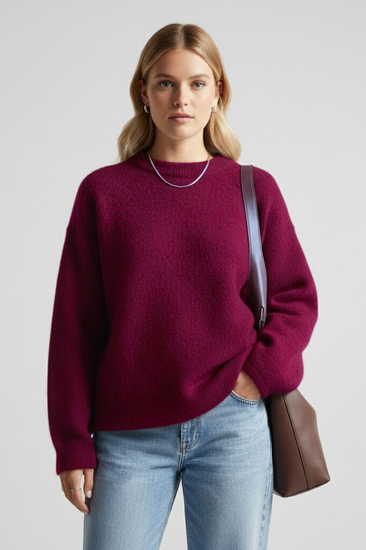 Women's Slouchy Oversized Textured Knit Drop-Shoulder Sweater, view 5