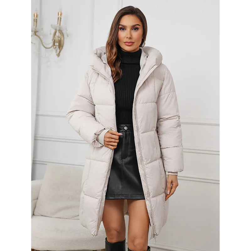 Women's Winter Coat, Long Hooded Thick Padded Parka Warm Outerwear