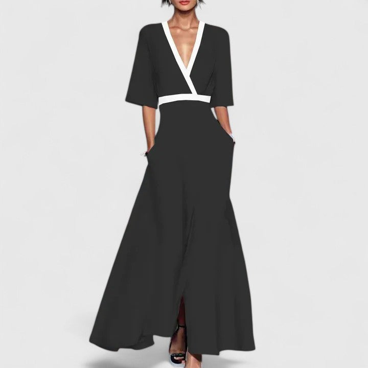 Women's Elegant Full-Length Maxi Occasion Dress in Black