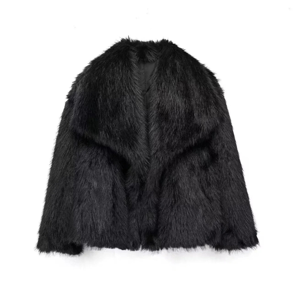 Women's Plush-Lined Faux Leather Stand Collar Jacket, view 3