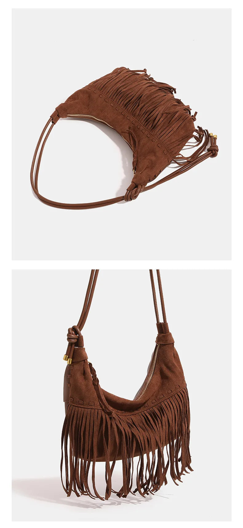 Women's Boho Suede-Look Fringe Shoulder Bag, view 6