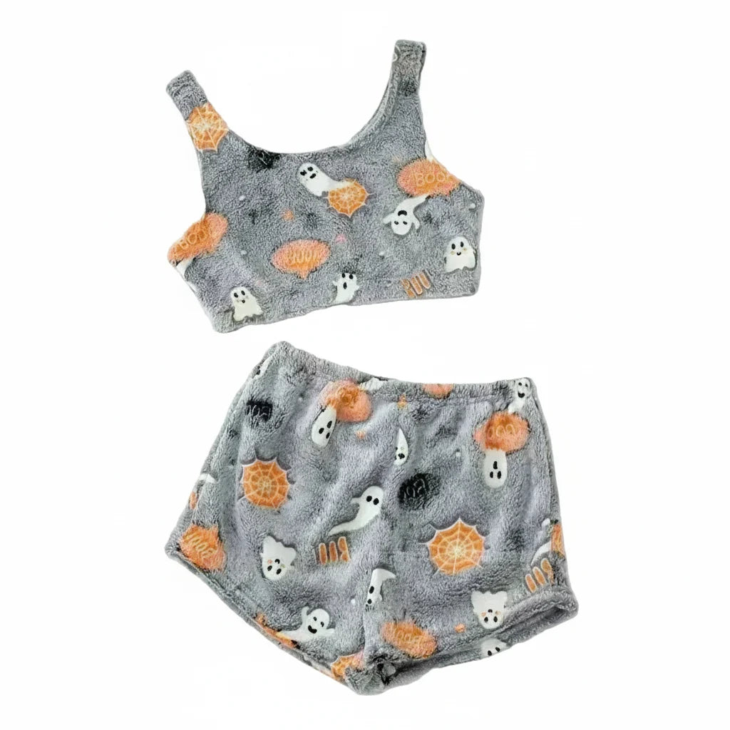 Afterglow Halloween Pajama Set for Women | Orange & Gray