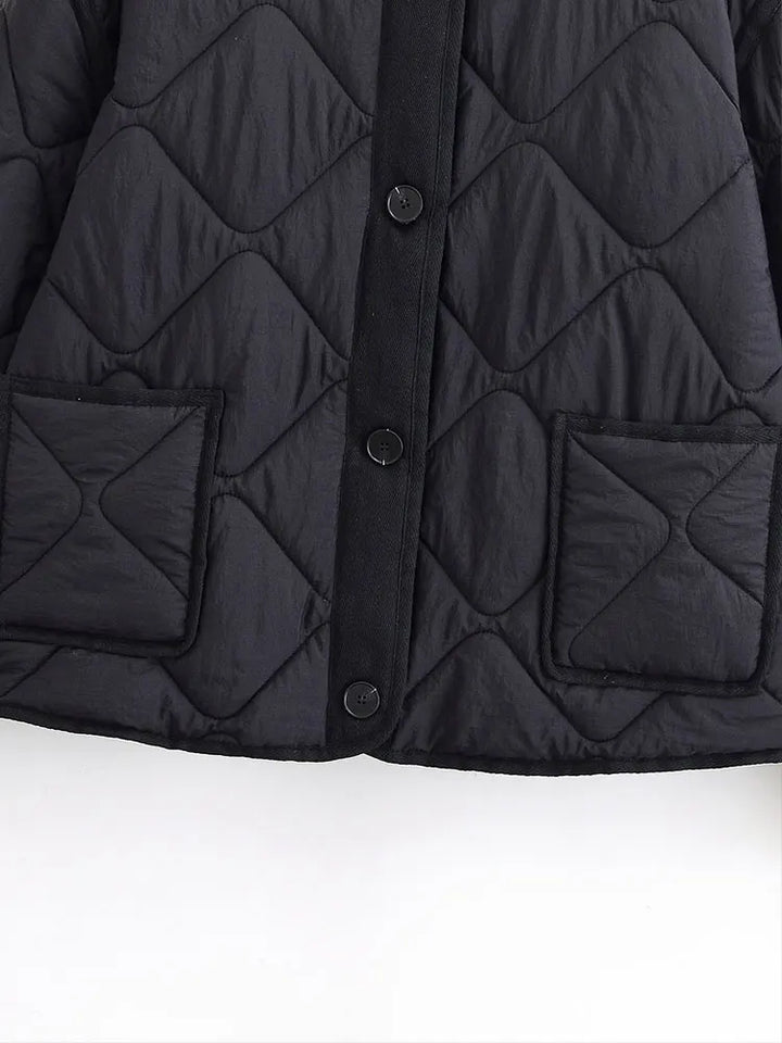 Women's Short Jacket, Collarless Button Front Casual Fall Coat