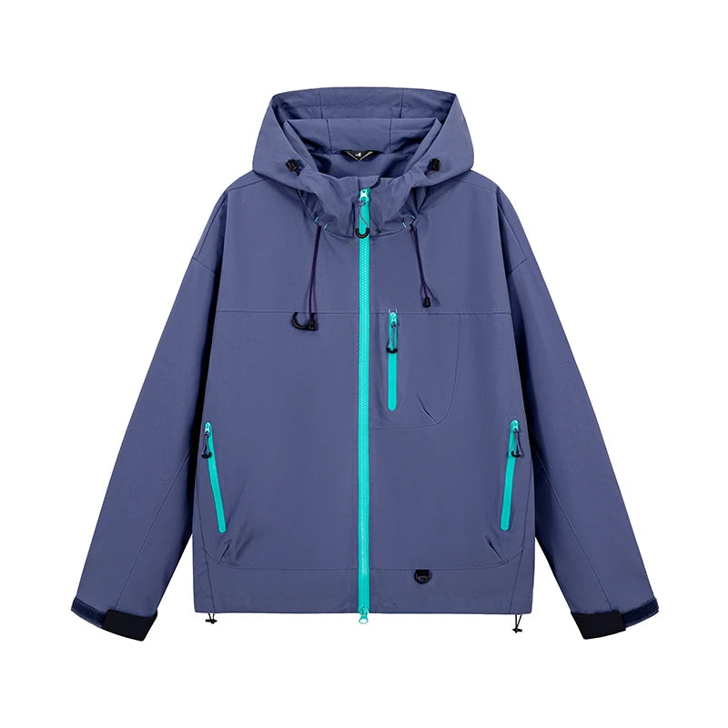 Women's Waterproof Hooded Hiking Rain Jacket in Purple