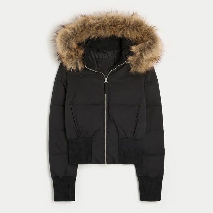 Women's Quilted Hooded Coat, Zip Up Padded Warm Winter Jacket