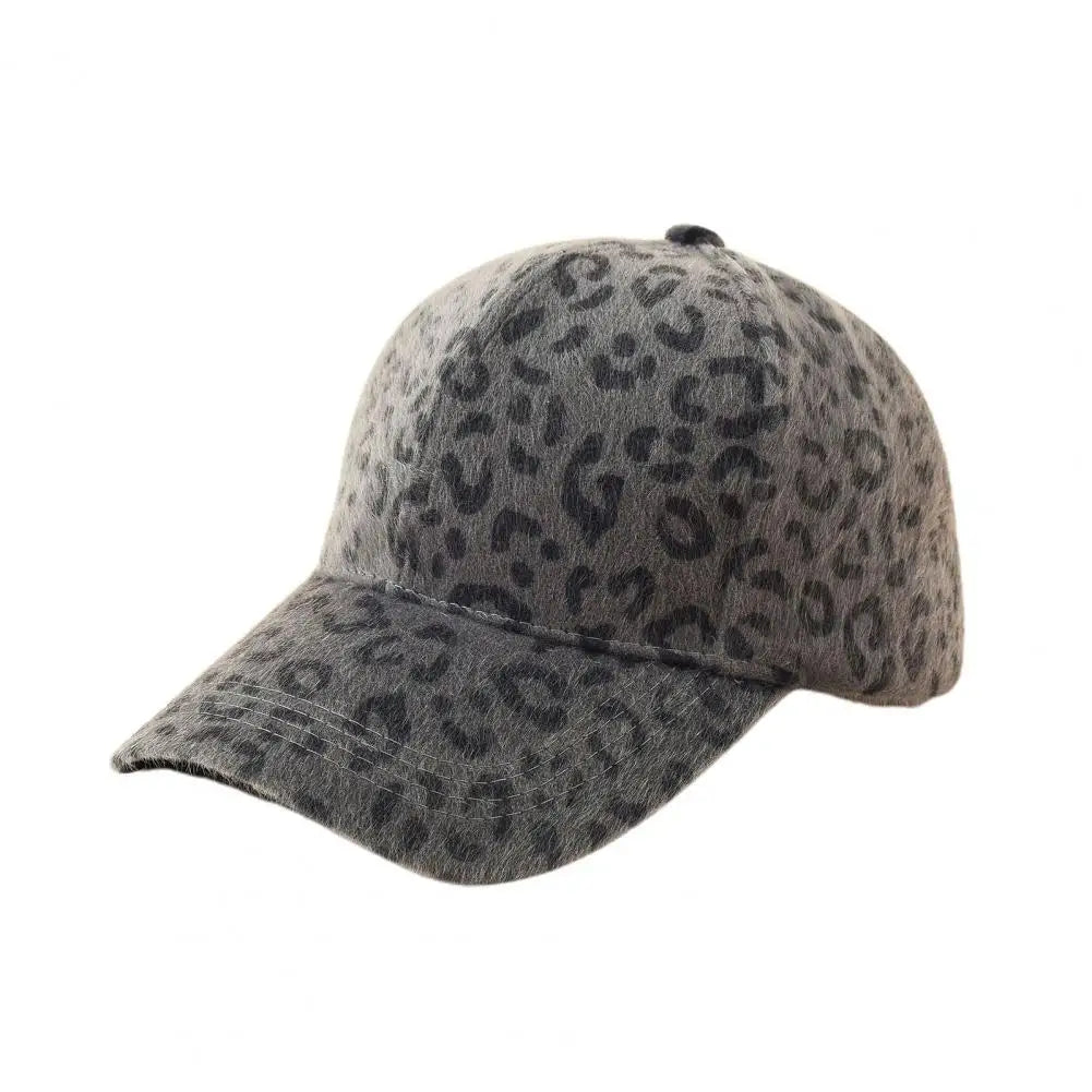 Women's Plush Winter Baseball Cap with Extended Brim in Gray