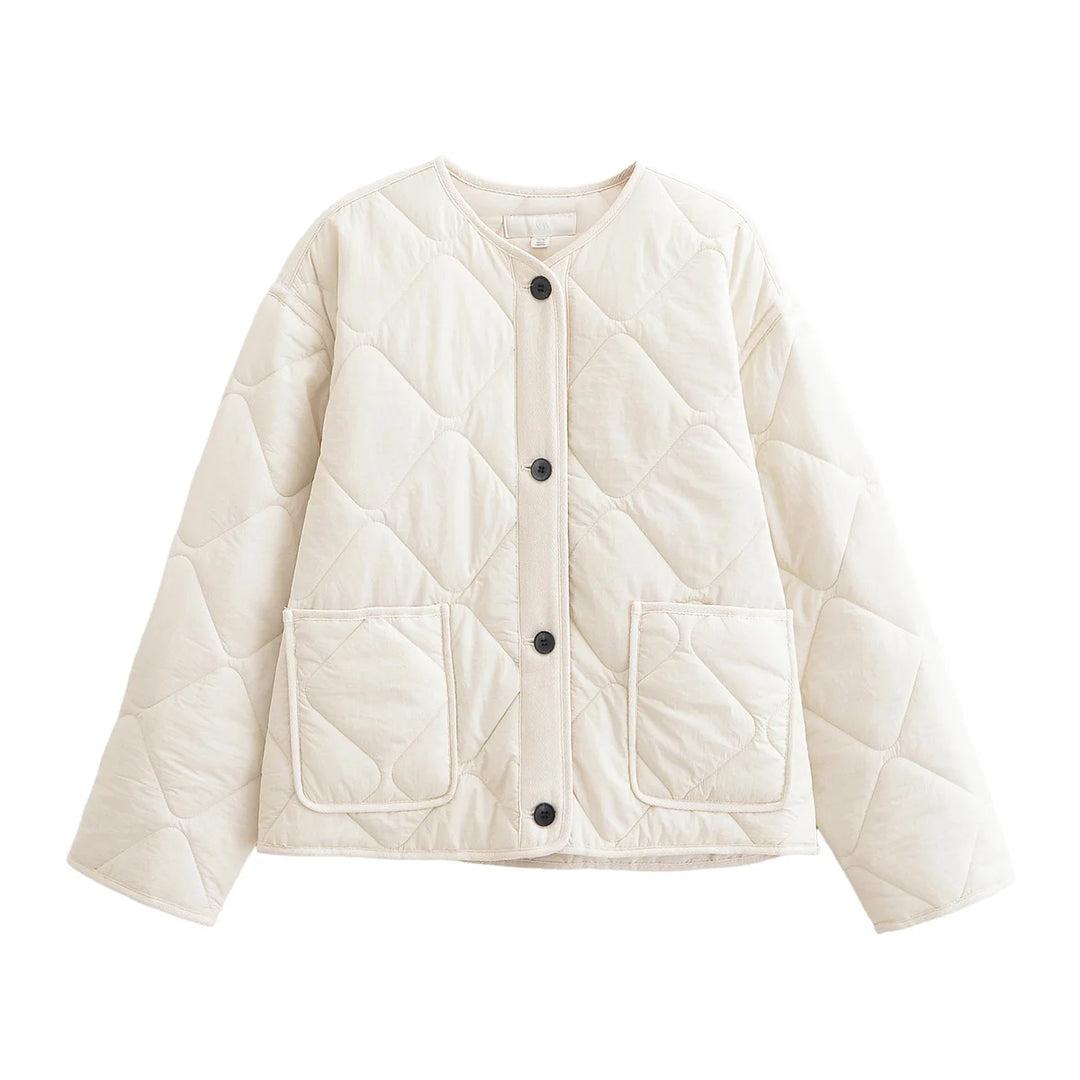 Women's Short Jacket, Collarless Button Front Casual Fall Coat