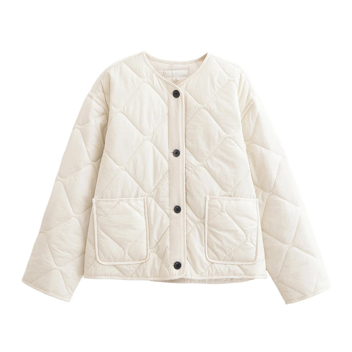 Women's Short Jacket, Collarless Button Front Casual Fall Coat