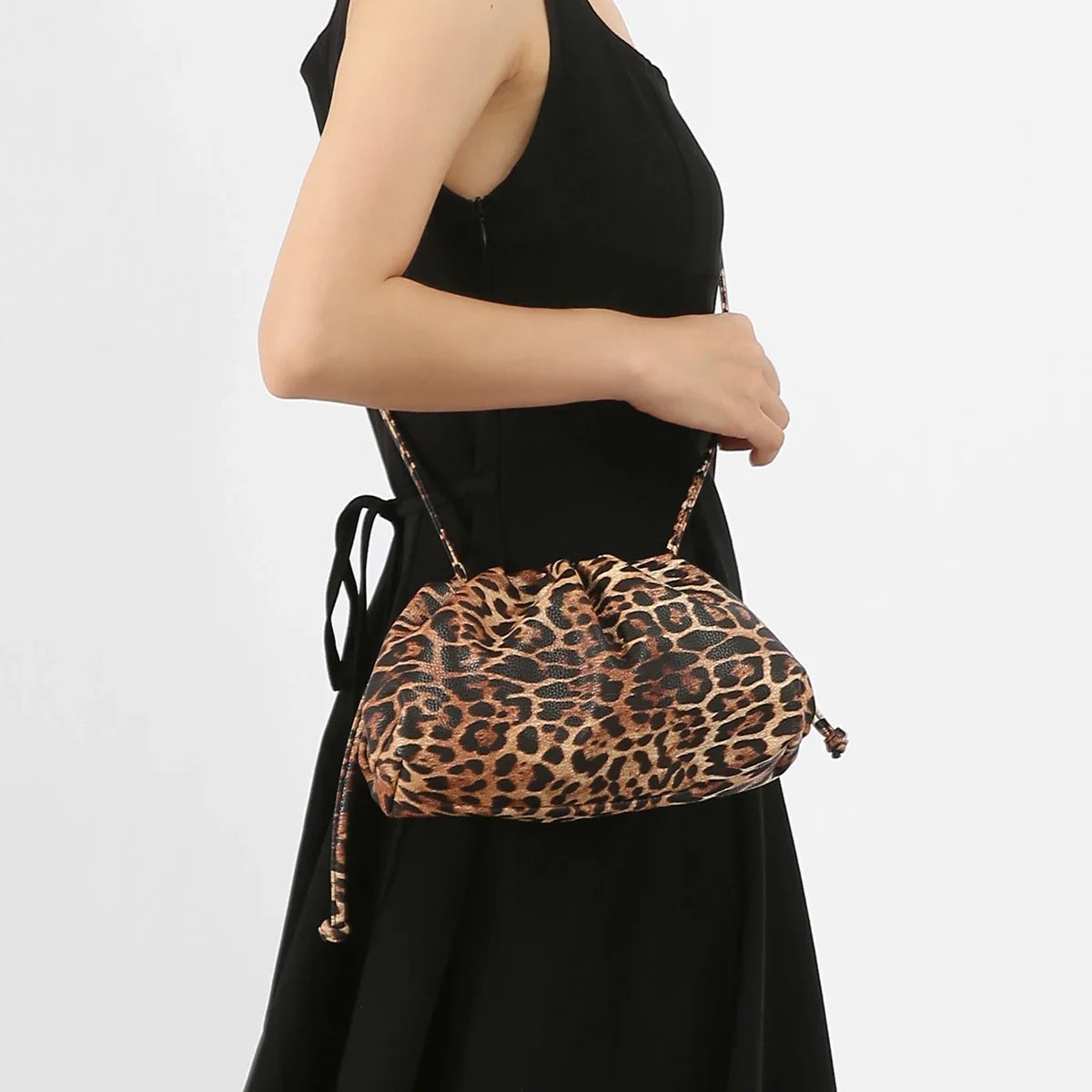 Women's Leopard Print Faux Leather Clutch with Linen Lining, view 12