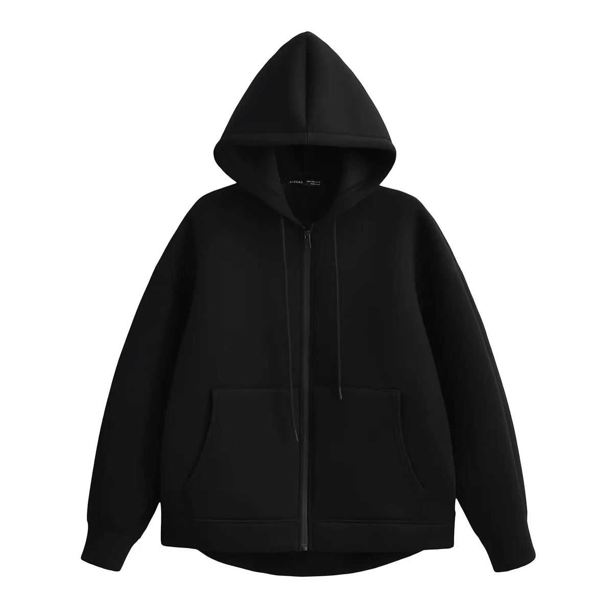 Women's Oversized Zip-Up Hoodie with Pockets in Black