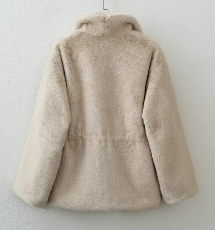 Women's Faux Fur Coat, Soft Fluffy Warm Winter Overcoat