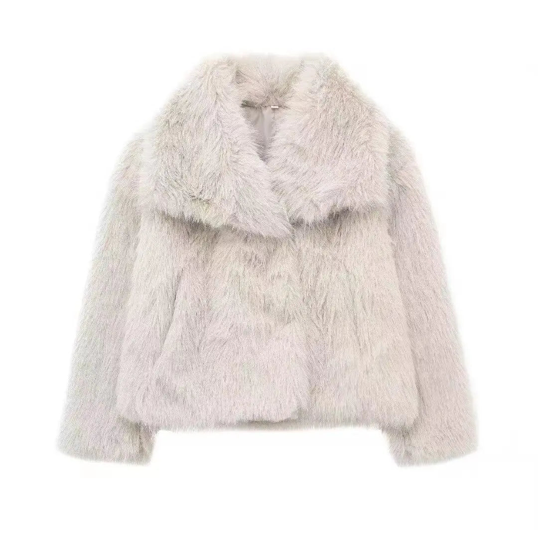 Women's Faux Leather Jacket, Fur Lined Stand Collar Winter Coat