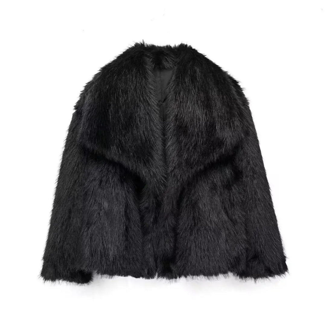 Women's Faux Leather Jacket, Fur Lined Stand Collar Winter Coat