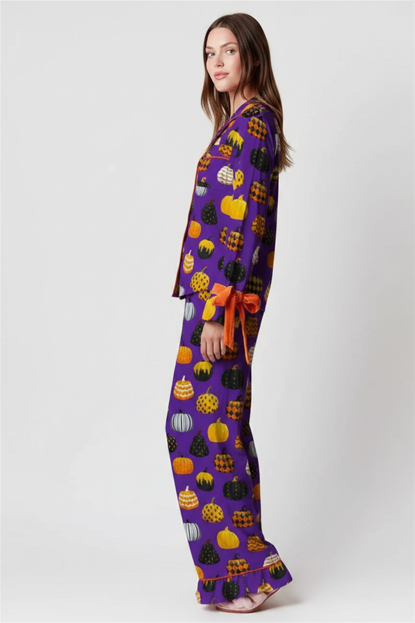 Premium Pumpkin Halloween Pajama Set for Women | 4 Colors