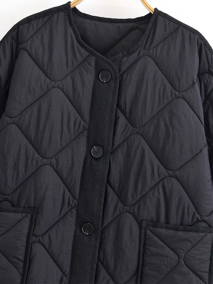 Women's Short Jacket, Collarless Button Front Casual Fall Coat