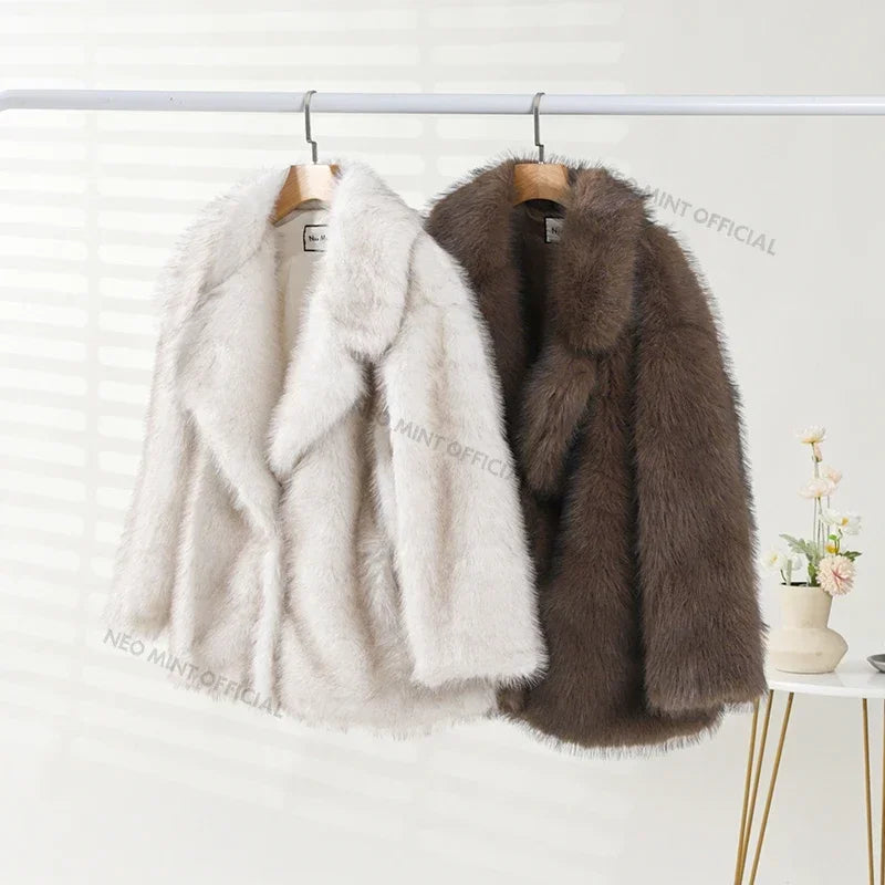 Women's Oversized Gradient Faux Fur Coat, view 6