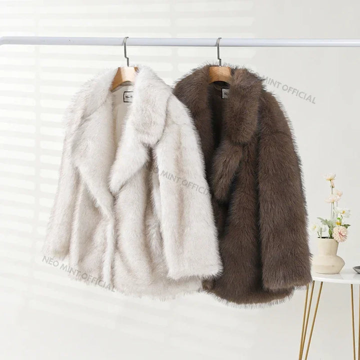 Women's Faux Fur Coat, Fluffy Gradient Warm Winter Overcoat