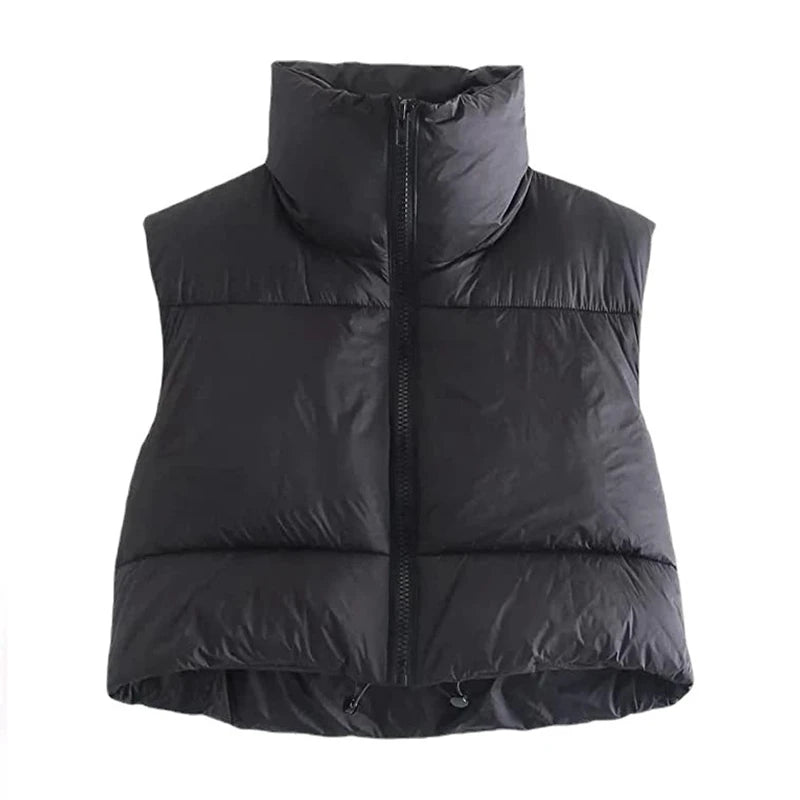 Women's Quilted Vest, Sleeveless Stand Collar Warm Padded Gilet