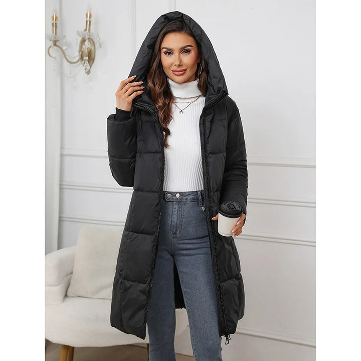 Women's Winter Coat, Long Hooded Thick Padded Parka Warm Outerwear