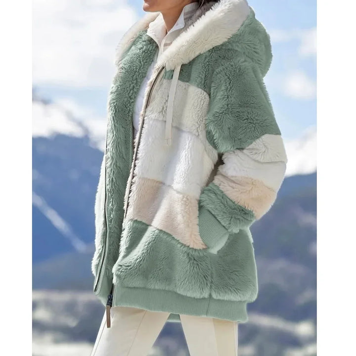 Women's Winter Coat, Hooded Zip Up Plaid Thick Warm Jacket
