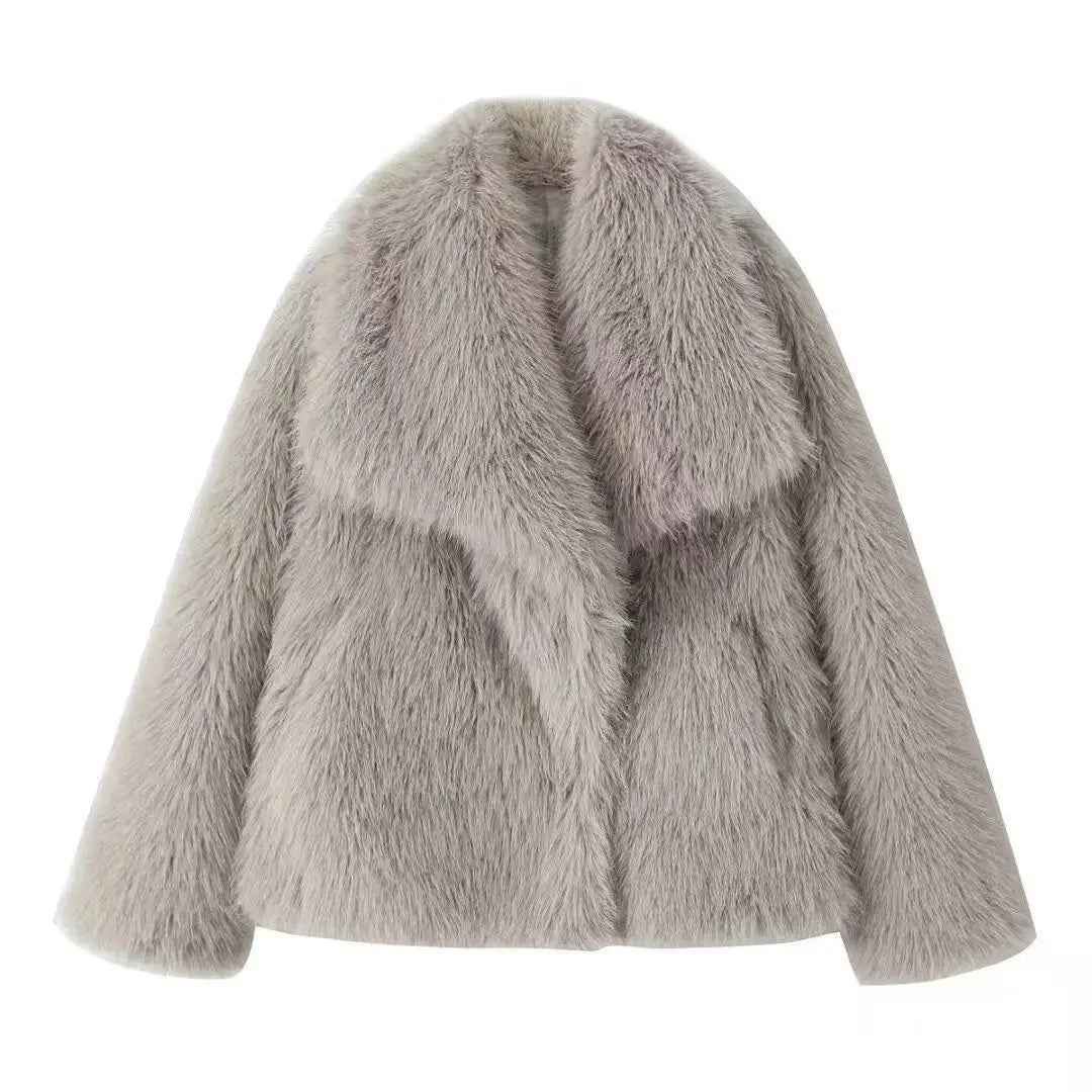 Women's Faux Leather Jacket, Fur Lined Stand Collar Winter Coat