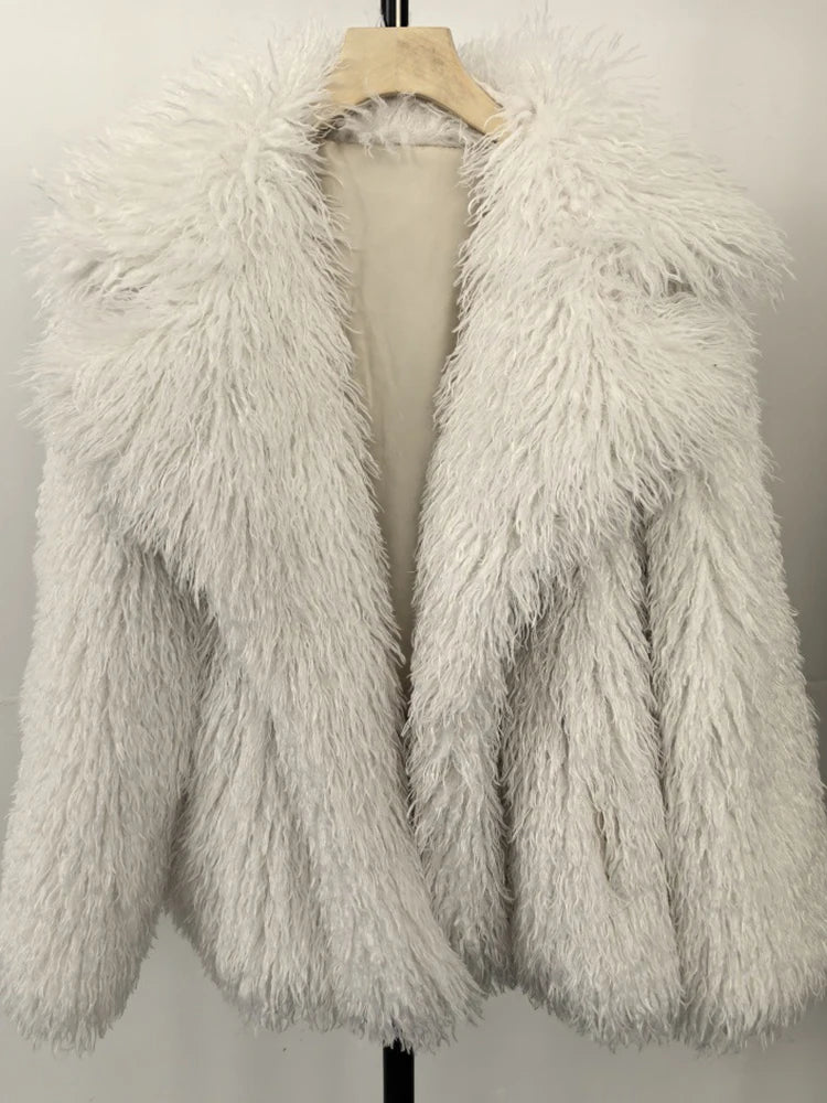 Women's Faux Fur Jacket, Long Sleeve Thick Warm Fluffy Coat