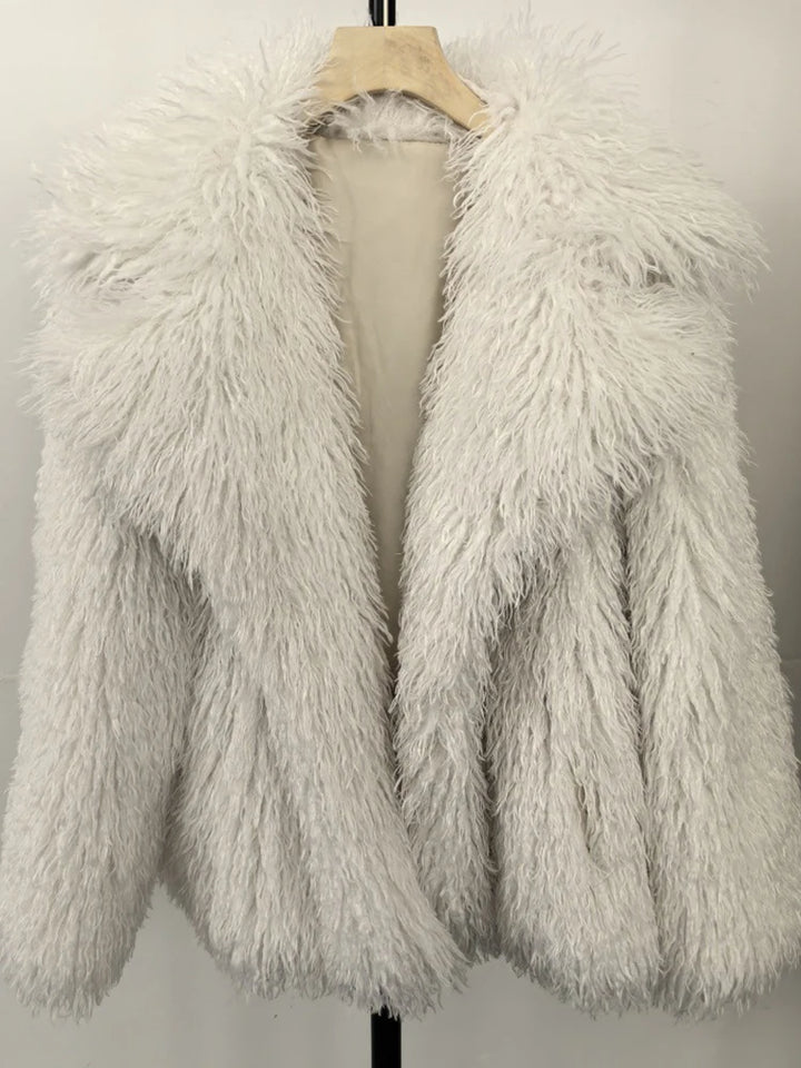 Women's Faux Fur Jacket, Long Sleeve Thick Warm Fluffy Coat