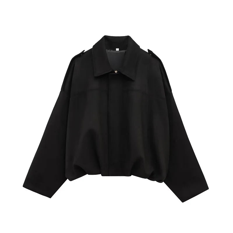 Women's Bomber Jacket, Faux Suede Zip Up Oversized Varsity Coat