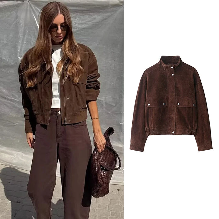 Women's Fall Jacket, Slim Fit Big Pocket Casual Warm Coat