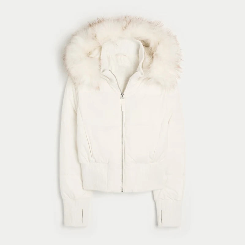 Women's Quilted Hooded Coat, Zip Up Padded Warm Winter Jacket